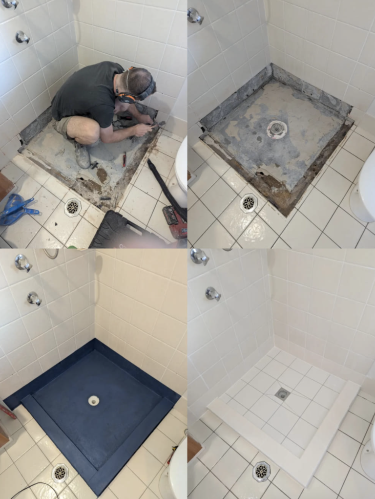 Before & After Shower Repair waterproofing leaking shower waterproofing membrane brisbane gold coast